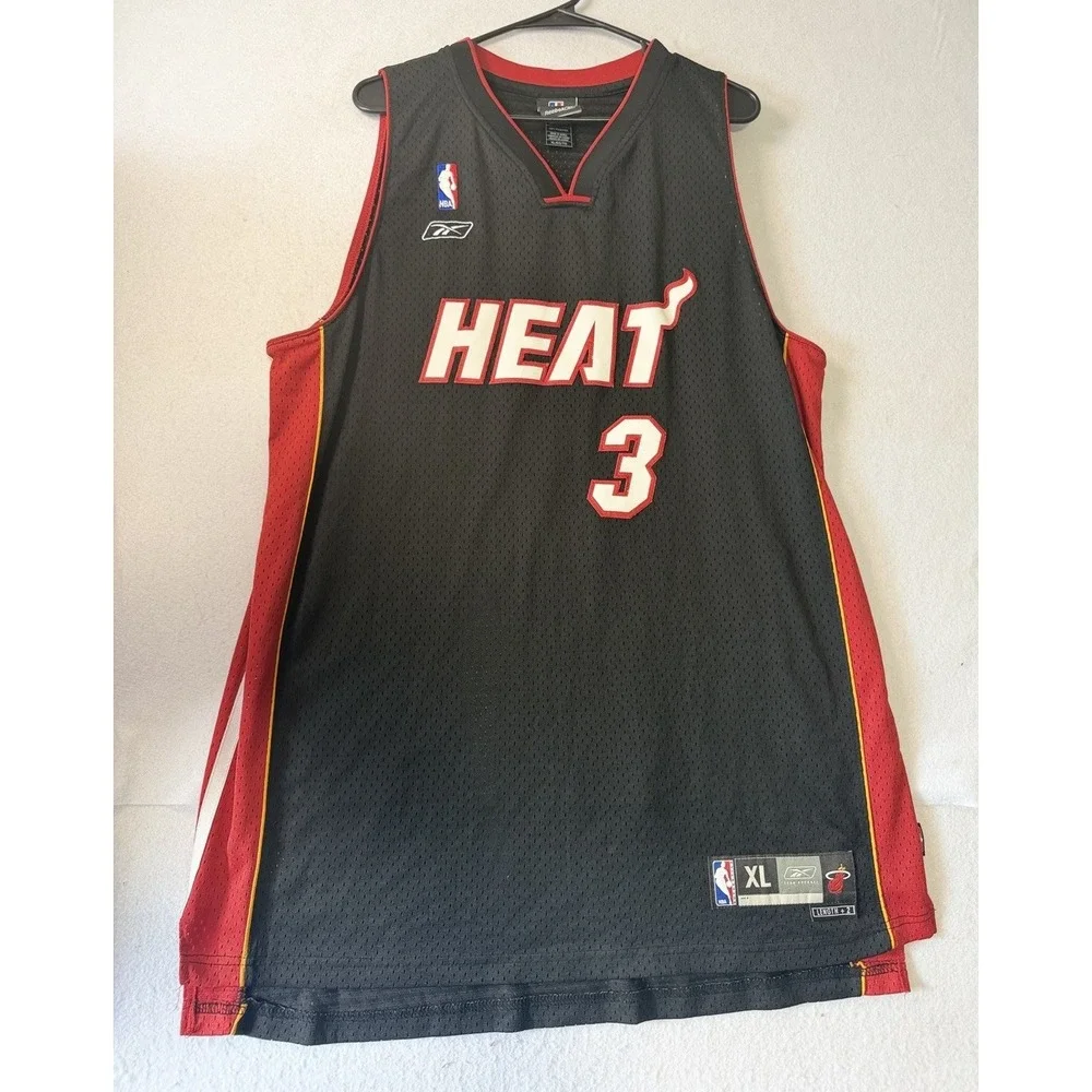 Dwayne Wade Miami Heat Authentic NBA Jersey Reebox XL Length +2 Black Sewn #3